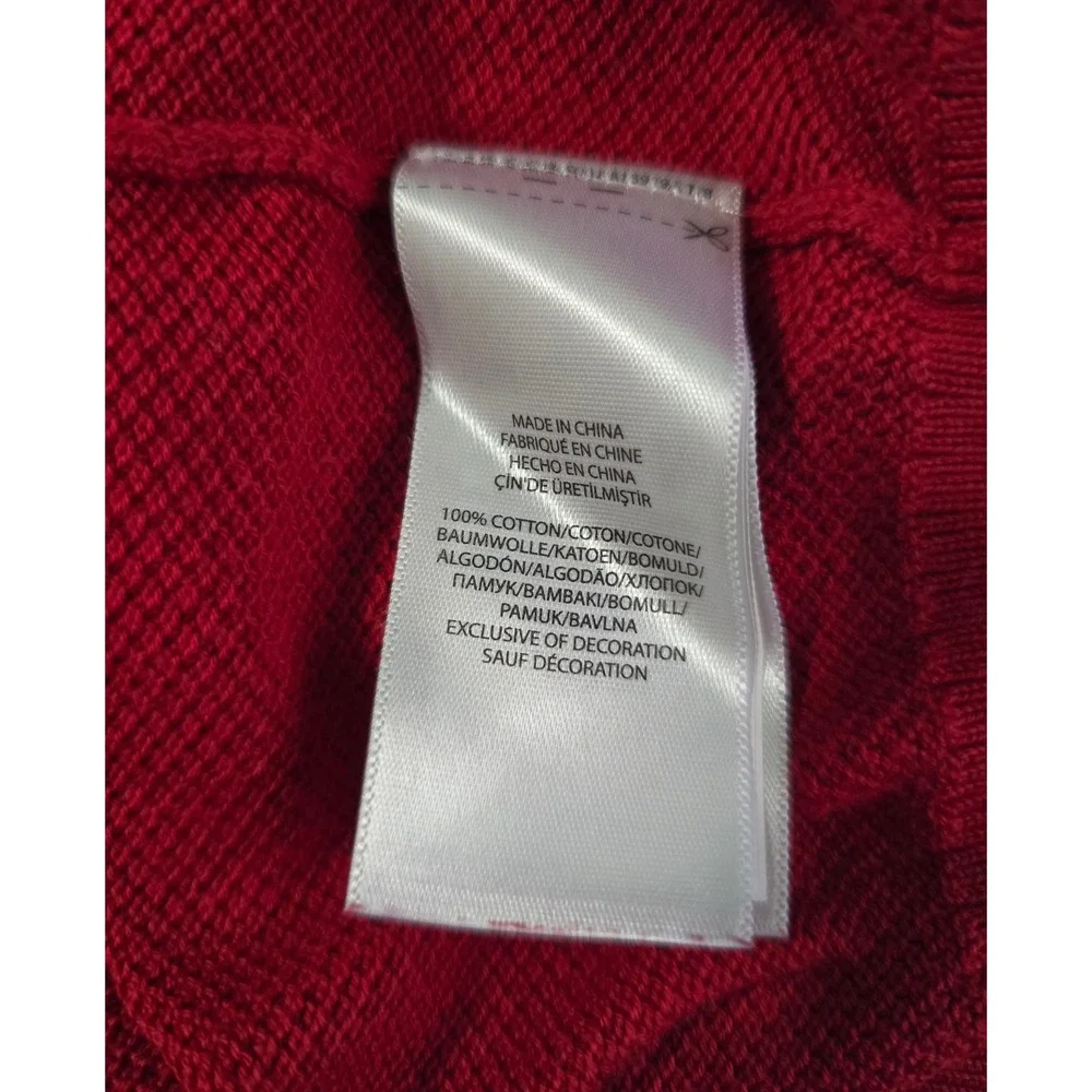 Polo Ralph Lauren Mens Red Pima Cotton Textured Crewneck Sweater Large L